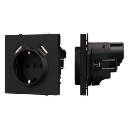 Фото #1 товара Механизм розетки с USB зарядкой SCT-NOBE-MUAA-SFPL-BK (230V, 16A) (Arlight, -)