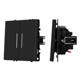 Фото #1 товара Механизм выключателя двухклавишный проходной LED SWT-NOBE-MKP2-SFPL-L-BK (230V, 10A) (Arlight, -)