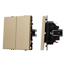 Фото #1 товара Механизм выключателя двухклавишный проходной SWT-NOBE-MKP2-SFPL-GD (230V, 10A) (Arlight, -)