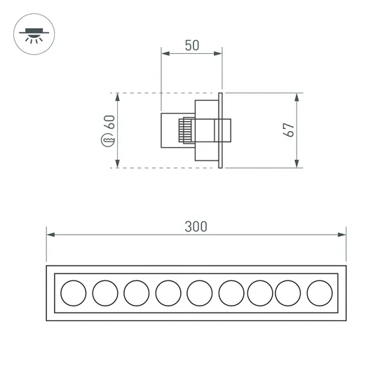 Фото #6 товара Светильник MS-ORIENT-BUILT-TURN-TC-S67x300-20W Warm3000 (WH-BK, 30 deg, 230V) (Arlight, IP20 Металл, 5 лет)