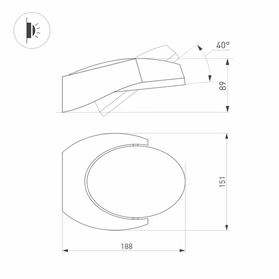 Фото #5 товара Светильник LGD-EYE-WALL-6W Warm3000 (GR, 117 deg, 230V) (Arlight, IP54 Металл, 3 года)