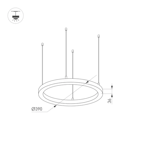 Фото #2 товара Светильник SP-LINE-HANG-ARC-O3535-D350-35W Day4000 (BLACK, 230V) (Arlight, Металл)