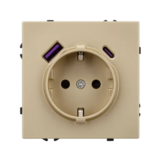 Фото #2 товара Механизм розетки с USB зарядкой SCT-NOBE-MUAC-SFPL-GD (230V, 16A) (Arlight, -)