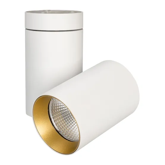 Фото #1 товара Светильник SP-POLO-SURFACE-TURN-R85-15W Warm3000 (WH-GD, 40 deg) (Arlight, IP20 Металл, 3 года)