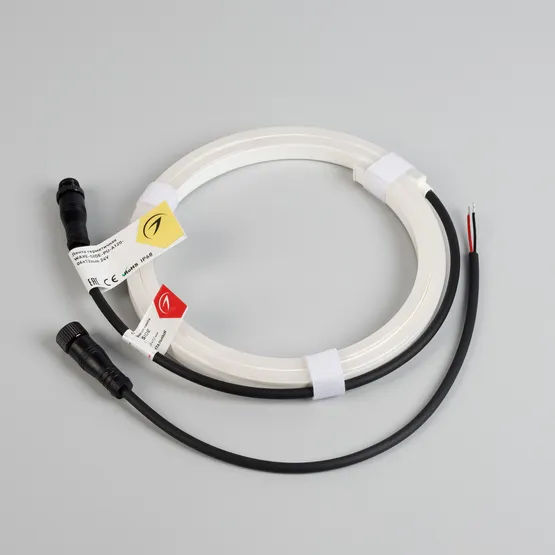 Фото #3 товара Светодиодная лента герметичная WAVE-SIDE-PU-A120-06x12mm 24V White5700 (8 W/m, IP68, 1m, wire x1) (Arlight, Вывод прямой, 3 года)