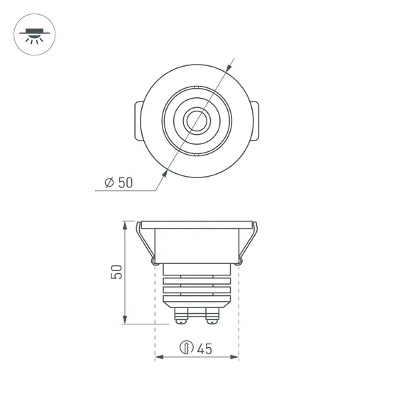 Фото #6 товара Светодиодный светильник LTM-R50WH 5W Warm White 25deg (Arlight, IP40 Металл, 3 года)