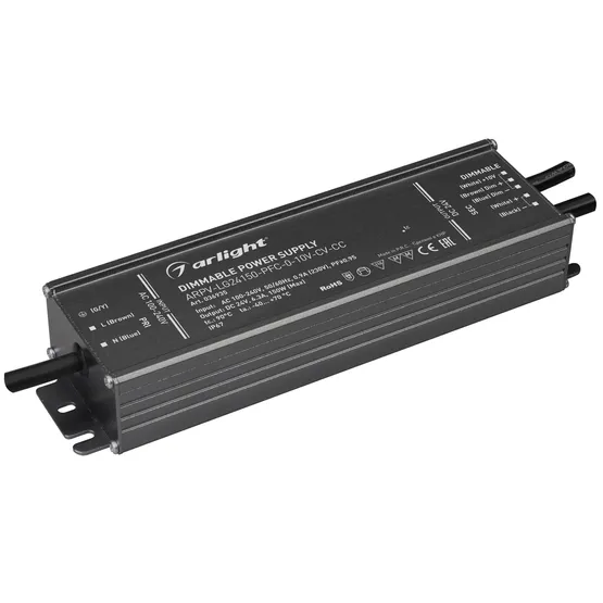 Фото #1 товара Блок питания ARPV-LG24150-PFC-0-10V-CV-CC (24V, 6.3A, 150W) (Arlight, IP67 Металл, 5 лет)