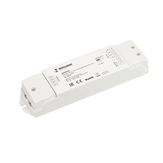 Фото товара INTELLIGENT ARLIGHT Диммер SMART-DALI-104-72-ADDR-DIM-DT6-SUF (12-48V, 4x5A) (IARL, IP20 Пластик, 5 лет)