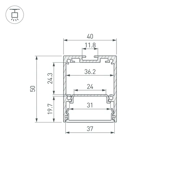 Фото #4 товара Профиль IP-LINE-4050-2000 ANOD (Arlight, Алюминий)