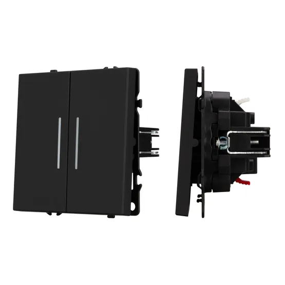 Фото #1 товара Механизм выключателя двухклавишный проходной LED SWT-NOBE-MKP2-SFPL-L-BK (230V, 10A) (Arlight, -)