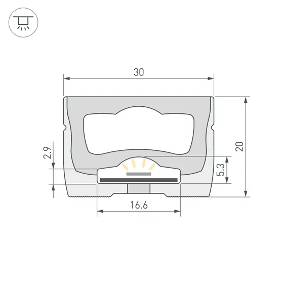Фото #2 товара Силиконовый профиль WPH-FLEX-3020-TOP-S16-20m WHITE (Arlight, Силикон)