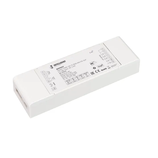 Фото товара INTELLIGENT ARLIGHT Диммер SMART-PWM-105-72-RGB-MIX-PD-SUF (12-48V, 5x6A, ZB, 2.4G) (IARL, IP20 Пластик, 5 лет)