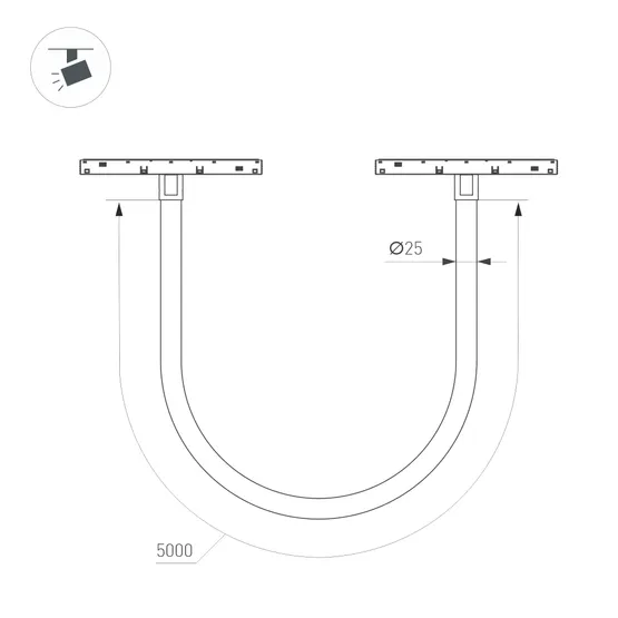 Фото #6 товара Светильник MAG-ORIENT-TUBE-ELASTIC-R25-L5000-70W Warm3000 (BK, 360 deg, 48V) (Arlight, IP20 Металл, 3 года)