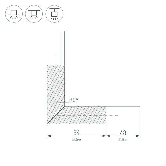 Фото #2 товара Угол PLS-LOCK-H25-L90N внутренний (с экраном MAT-L) (Arlight, Металл)