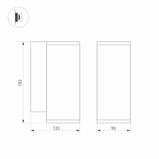 Фото #8 товара Светильник LGD-FORMA-WALL-R90-12W Warm3000 (GR, 44 deg, 230V) (Arlight, IP54 Металл, 3 года)