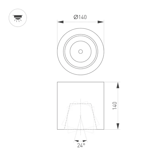 Фото #8 товара Светильник SP-FOCUS-R140-30W Warm White (Arlight, IP20 Металл, 3 года)