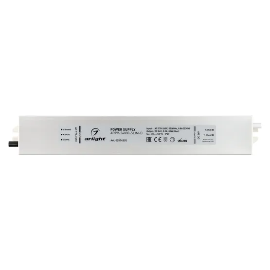 Фото #3 товара Блок питания ARPV-24080-SLIM-D (24V, 3.3A, 80W) (Arlight, IP67 Металл, 3 года)