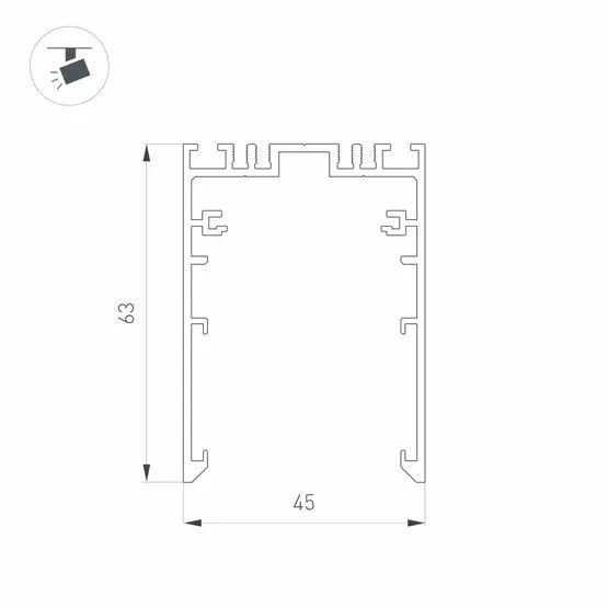 Фото #3 товара Трек MAG-TRACK-4563-2000 (WH, 5LN) (Arlight, IP20 Металл, 5 лет)