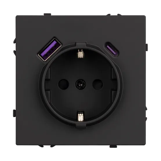 Фото #2 товара Механизм розетки с USB зарядкой SCT-NOBE-MUAC-SFPL-BK (230V, 16A) (Arlight, -)