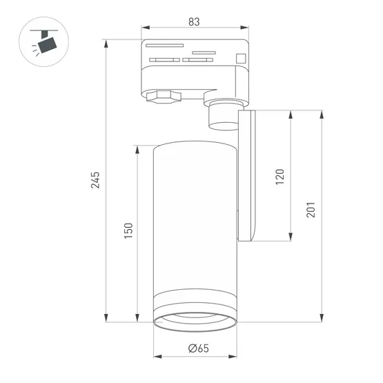 Фото #2 товара Светильник LGD-URANUS-4TR-R65-10W Warm3500-MIX (BK, 20-50 deg, side holder, 230V) (Arlight, IP20 Металл, 5 лет)