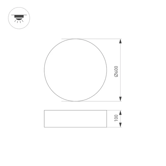 Фото #2 товара Светильник SP-TOR-PILL-PRISM-R600-50W Warm3000 (WH, 100 deg, 230V) (Arlight, IP20 Металл, 3 года)