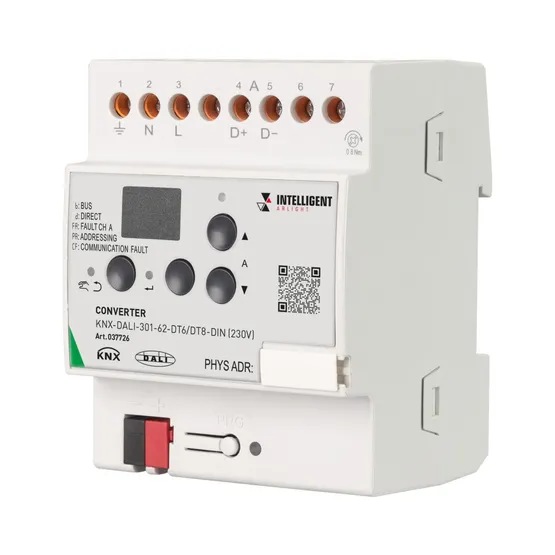 Фото товара INTELLIGENT ARLIGHT Конвертер KNX-DALI-301-62-DT6/DT8-DIN (230V) (IARL, IP20 Пластик, 3 года)