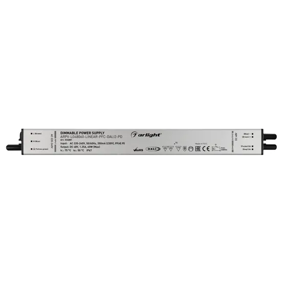 Фото #2 товара Блок питания ARPV-LG48060-LINEAR-PFC-DALI2-PD (48V, 1.25A, 60W) (Arlight, IP67 Металл, 5 лет)