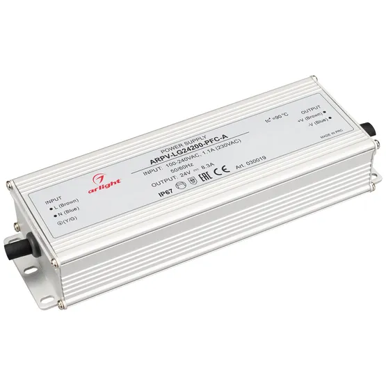 Фото #1 товара Блок питания ARPV-LG24200-PFC-A (24V, 8.3A, 200W) (Arlight, IP67 Металл, 5 лет)