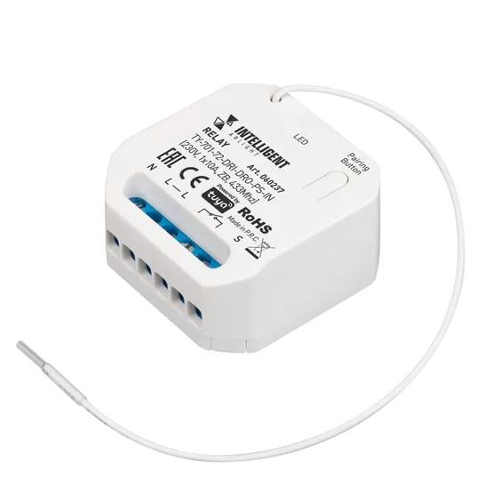 Фото товара INTELLIGENT ARLIGHT Релейный модуль TY-701-72-DRI-DRO-PS-IN (230V, 1x10A, ZB, 433Mhz) (IARL, IP20 Пластик, 3 года)