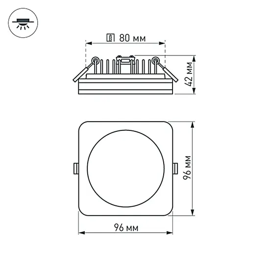 Фото #5 товара Светодиодная панель LTD-96x96SOL-10W Day White 4000K (Arlight, IP44 Пластик, 3 года)