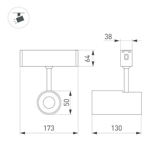 Фото #4 товара Светильник CLIP-38-SPOT-R146-6W Warm3000 (BK, 24 deg, 24V) (Arlight, IP40 Металл, 3 года)